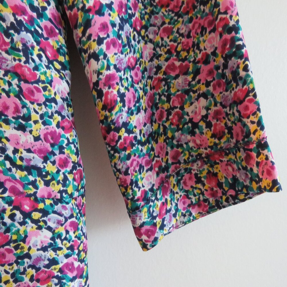 DRAWER JAPAN 100% Silk Ditsy Floral Pink Purple Shift Dress - Size 38 / Medium - Picture 4 of 16